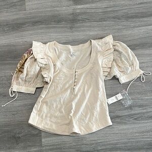Anthropologie Cream Puff Sleeve Blouse